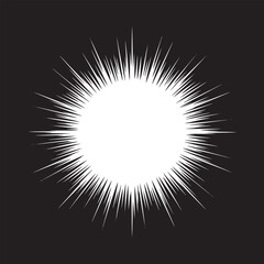 Fototapeta premium Dynamic white burst radiating energy against black backdrop, perfect for dramatic design elements
