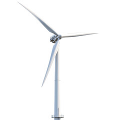 Minimal renewable energy symbol, wind turbine structure with 3 blades, neatly isolated on transparent background.
