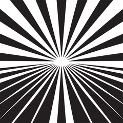 Bold black and white sunburst pattern radiating with energetic light and striking visual impact