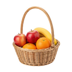 Fresh fruit basket overflowing with apples, oranges, and bananas perfect for healthy eating and lifestyle concepts