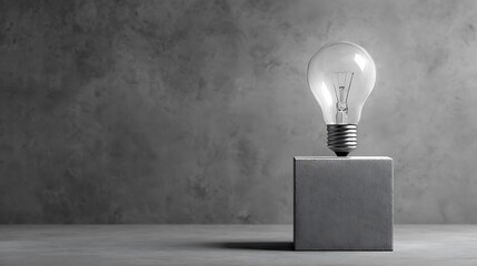 Quality Expectations design. A lightbulb hovering above a box against a textured gray background.