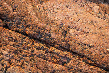 Close-up of Finnish granite. Natural stone texture with visible grains and patterns, highlighting durability, ruggedness, and northern geological features