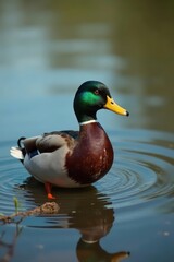 Obraz premium Hidden decoy attracts unsuspecting ducks to shallows , wildlife, scene, birds