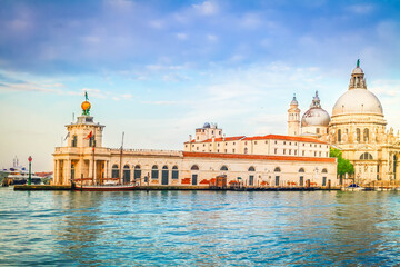 Fototapeta premium view of Basilica Santa Maria della Salute Dogana, old custom house, Venice, Italy