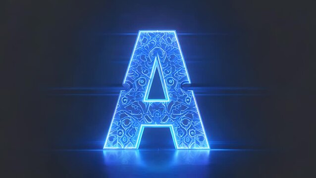 mesmerizing 4k animation of glowing neon abstract textures forming letter a isolated on dark background looping futuristic design perfect for typography animations motion graphics creative