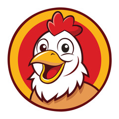 Happy Chicken Logo Inside Circle