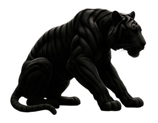 Fototapeta premium Silhouette of a crouching tiger with powerful muscles