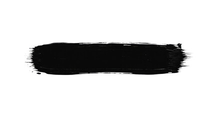 Thick, textured black paint stroke with splattered edges, visible brushwork, against a transparent background with extensive negative space, overhead view, minimalist graphic concept for branding