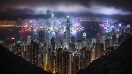 Fototapeta premium Night cityscape panorama