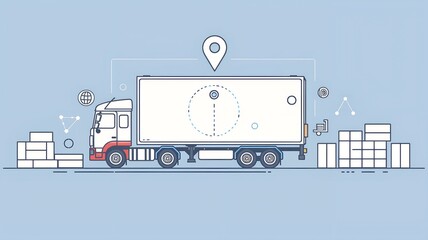 Flat style logistics truck infographic mockup