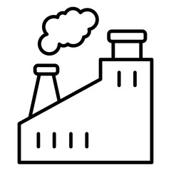 simple factory building with tall smokestack outline line illustration