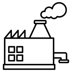 factory with large exhaust smoke outline art illustration