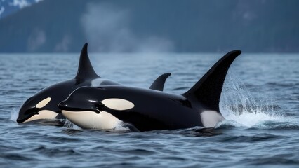 Fototapeta premium Orcas in the water