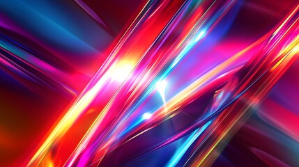 Vibrant, dynamic abstract design with intersecting, glowing lines of bright colors.
