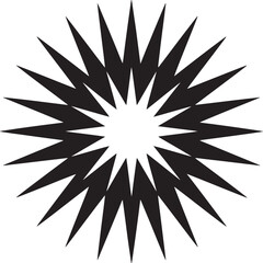 Bold black starburst design radiating power and energy, ideal for impactful graphic backgrounds and modern patterns