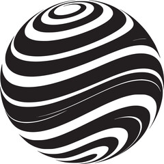 Striking black and white sphere creates dynamic optical illusion perfect for modern designs and abstract art