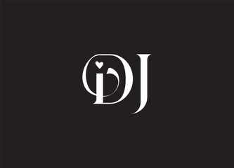 DJ Logo Design Vector. Elegant Monogram Logo Design