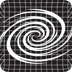 Striking black and white vortex on grid background for modern data visualizations and innovative concepts