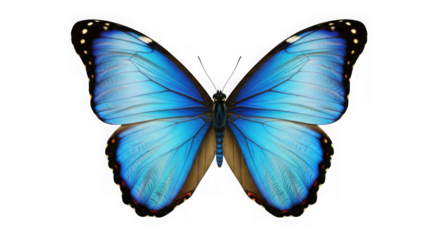 Blue Morpho Butterfly On Black Background