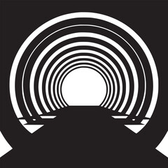 Naklejka premium Bold abstract tunnel art drawing in black and white creates a striking visual design element
