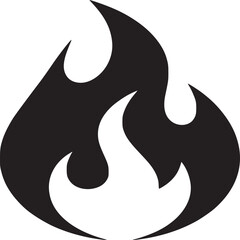 Bold black silhouette of a vibrant flame on white represents energy, passion, and power beautifully