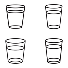 Simple Line Art Illustration of Four Water Glasses