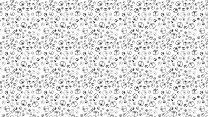 Seamless pattern with cubes and spheres black and white geometric background design 85