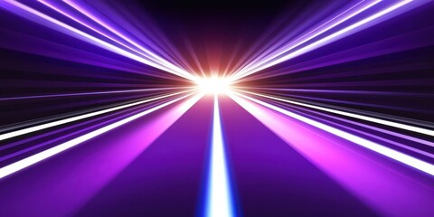Abstract purple background with radiating white light streaks and a central glow point