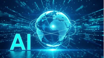 Dynamic AI powering global connections and future technology innovation, illuminating digital progress worldwide. - Powered by Adobe