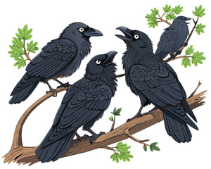 Fototapeta premium A pack of crows sitting together