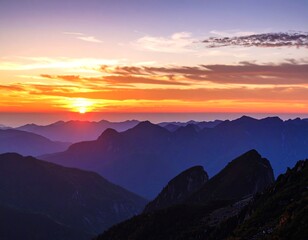 Mountain sunset panorama