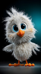 Cute Fluffy Chick with Blue Eyes