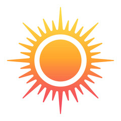 A sun with a yellow and orange glow. The sun is surrounded by rays of light. The sun is the center of the image.