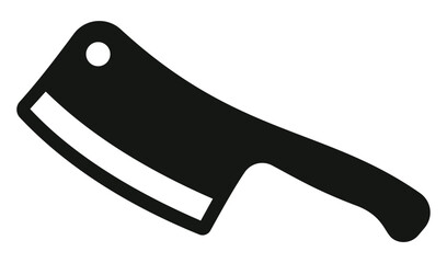 A black knife with a red handle. The knife is sharp and has a serrated edge. It is a symbol of cutting and preparing food.
