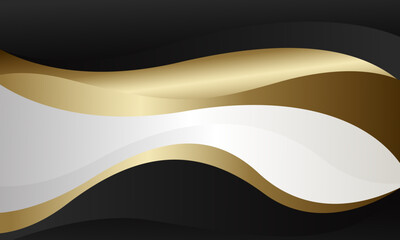Abstract luxury metallic wave background with black, white and gold colors. Suitable for templates, banners, covers, sales, business, events, awards, web pages and more