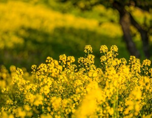 Obraz premium Golden field of blooming flowers