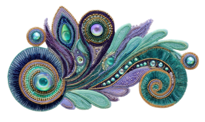 Detailed textile art with ornate swirls