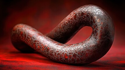 Abstract textured loop in warm reds creating a sense of depth and dimensionality, creating a