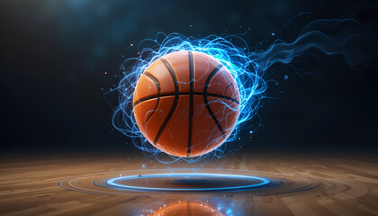 Dynamic basketball electrifying with energy, ready for action, sports, and competition visuals