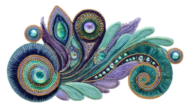 Detailed textile art with ornate swirls