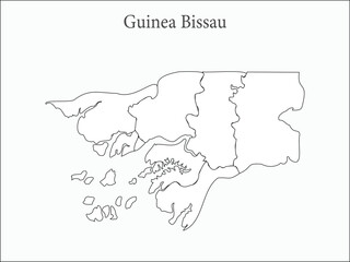 Guinea-Bissau  detailed map with  regions. On white Background 
 

