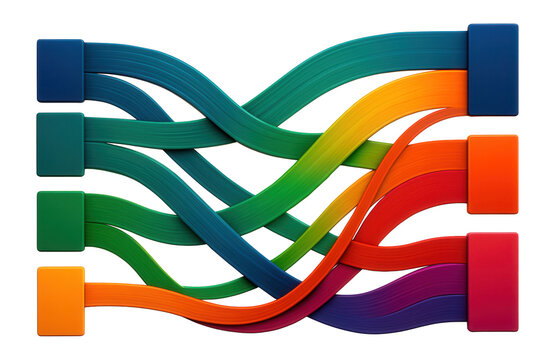 Sankey diagram with flow lines of different widths