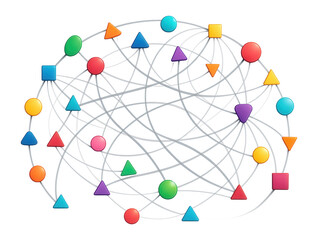 Chord chart with arcs connecting different nodes
