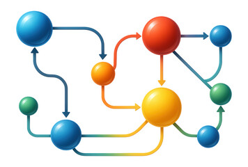 Fototapeta premium Network flow chart with nodes and directional lines