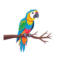 Obraz premium Vibrant macaw parrot perched on branch vector illustration scalable tropical bird graphic