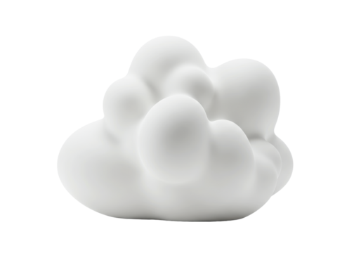 transparent abstract cloud-like form with organic contours and delicate texture, isolated against an immaculate white background with copy space. Concept of purity and lightness