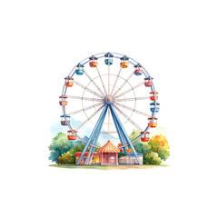 Illustration of a fun Ferris wheel design, amusement park ride isolated on white background