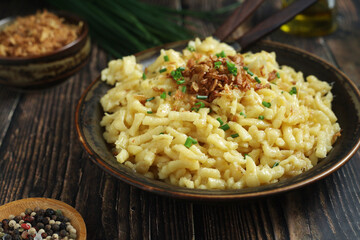 Käsespätzle, traditional dish in Germany	