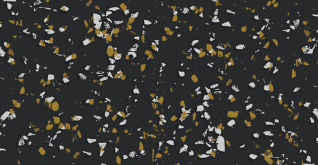 Gold Rhombus Terrazzo Stone Texture Seamless Pattern Design on Black Background