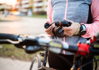 Girl With Code Bike Lock In Hands